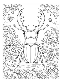 Free printable Stag Beetle In The Forest coloring page