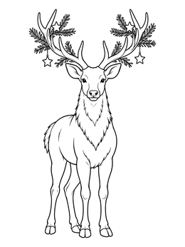 Free printable Stag With Decorated Antlers coloring page