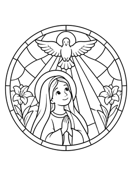 Free printable Stained Glass Annunciation With Dove coloring page
