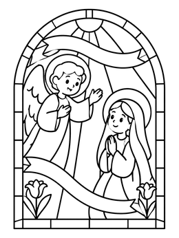 Free printable Stained Glass Window Of The Annunciation coloring page