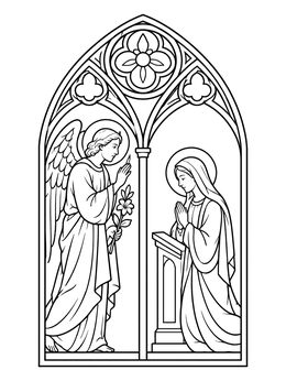 Free printable Stained Glass Window Of The Annunciation coloring page