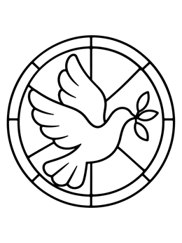 Free printable Stained Glass Peace Dove Roundel coloring page