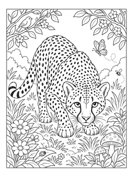 Free printable Stalking Cheetah In Nature coloring page