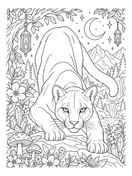 Free printable Stalking Cougar Under The Moonlight coloring page