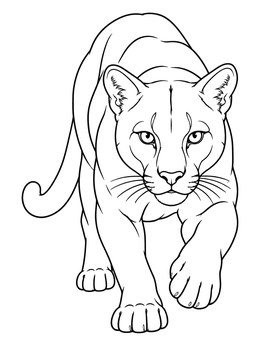 Free printable Stalking Florida Panther Line Art coloring page