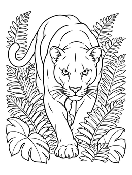 Free printable Stalking Panther In The Jungle coloring page
