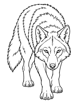 Free printable Stalking Red Wolf Line Art coloring page