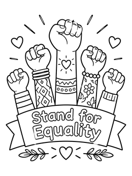 Free printable Stand For Equality Raised Fists coloring page