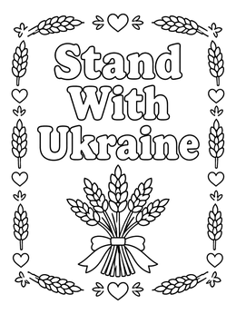 Free printable Stand With Ukraine Wheat Bouquet coloring page