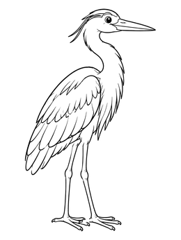 Free printable Standing Great Blue Heron coloring page