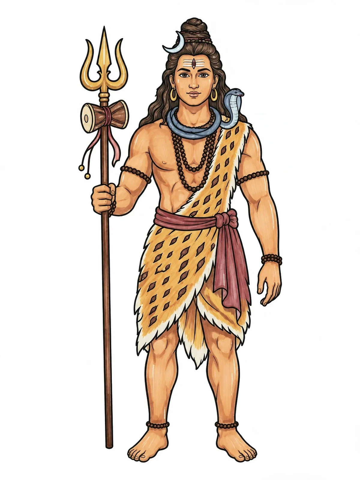 Colored example of the Standing Lord Shiva With Trishula coloring page