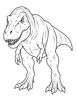 A front view of a dinosaur featured in this t rex coloring page.