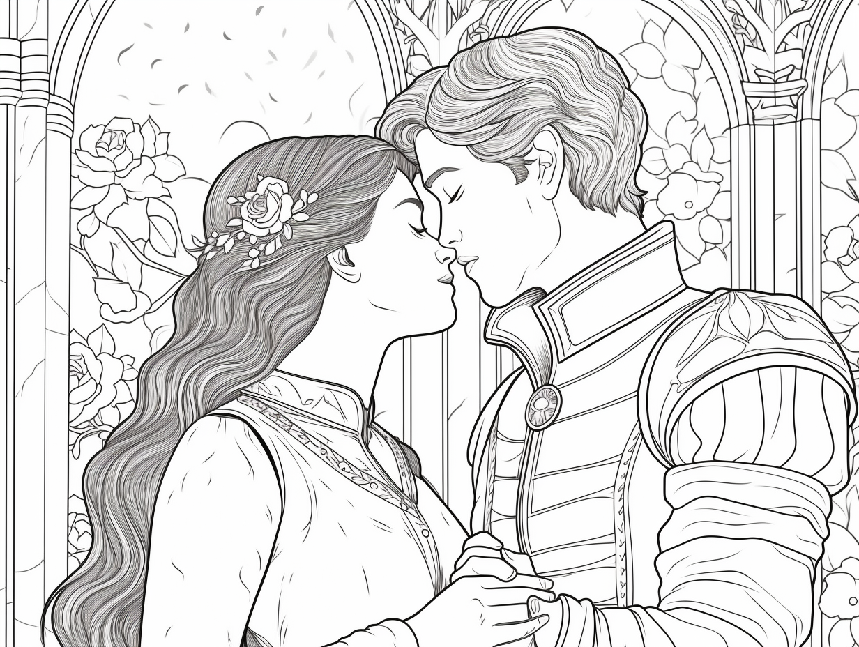 Star Crossed Lovers' Coloring Journey - Coloring Page