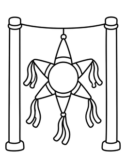 Free printable Star Piñata Hanging Between Posts coloring page