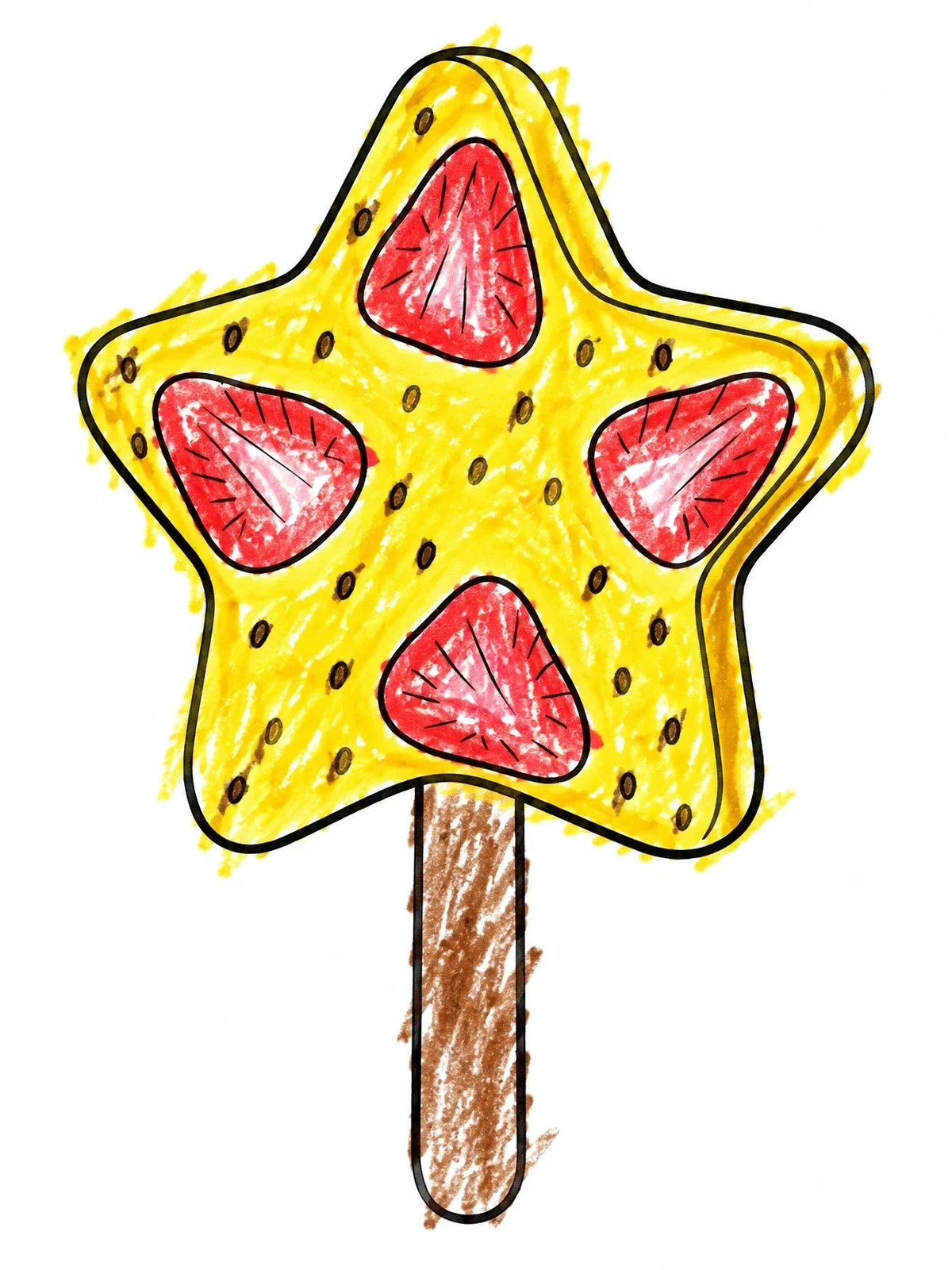 Colored example of the Star Fruit Popsicle On Stick coloring page