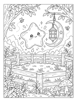 Free printable Star Slime And Crescent Moon Lantern coloring page