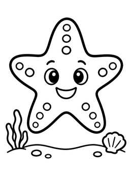 Free printable Happy Little Sea Star coloring page