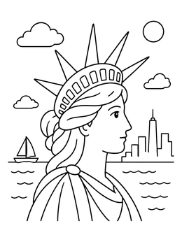 Free printable Statue Of Liberty Harbor Profile coloring page