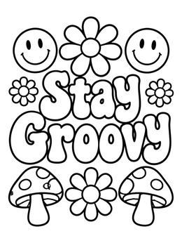 Free printable Stay Groovy Retro Lettering coloring page