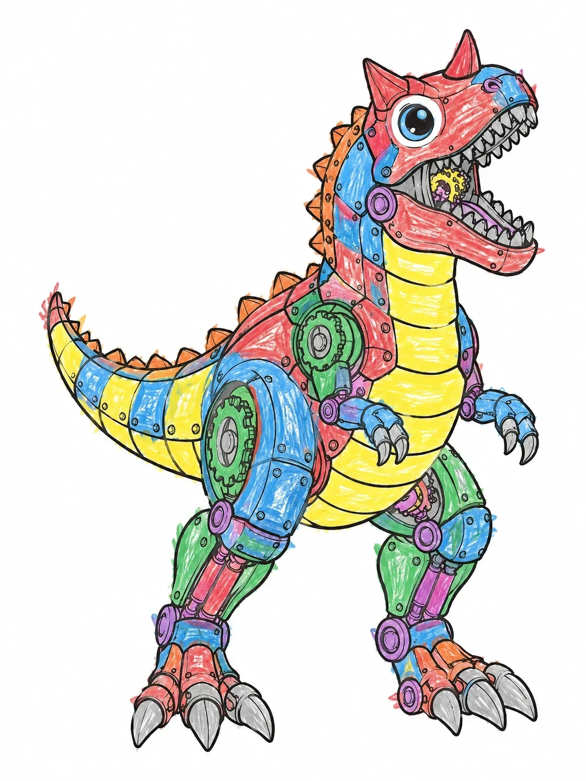 Colored example of the Mechanical Carnotaurus Robot coloring page