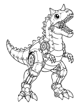 Free printable Mechanical Carnotaurus Robot coloring page