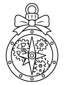 Free printable Steampunk Christmas Bauble With Gears coloring page