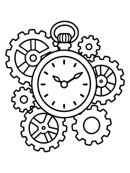 Free printable Vintage Pocket Watch And Cogwheels coloring page