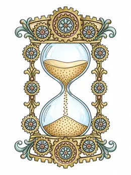 Steampunk Hourglass With Ornate Gears – Steampunk Gears Coloring Page