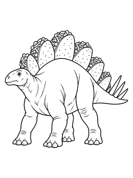 Stegosaurus dinosaur featuring crunchy shells on its back in this taco coloring page.