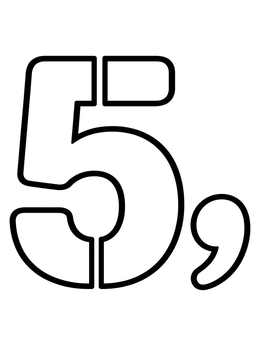 Free printable Stencil Number Five With Comma coloring page