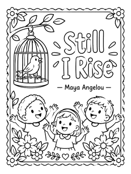 Free printable Still I Rise Quote With Children And Bird coloring page