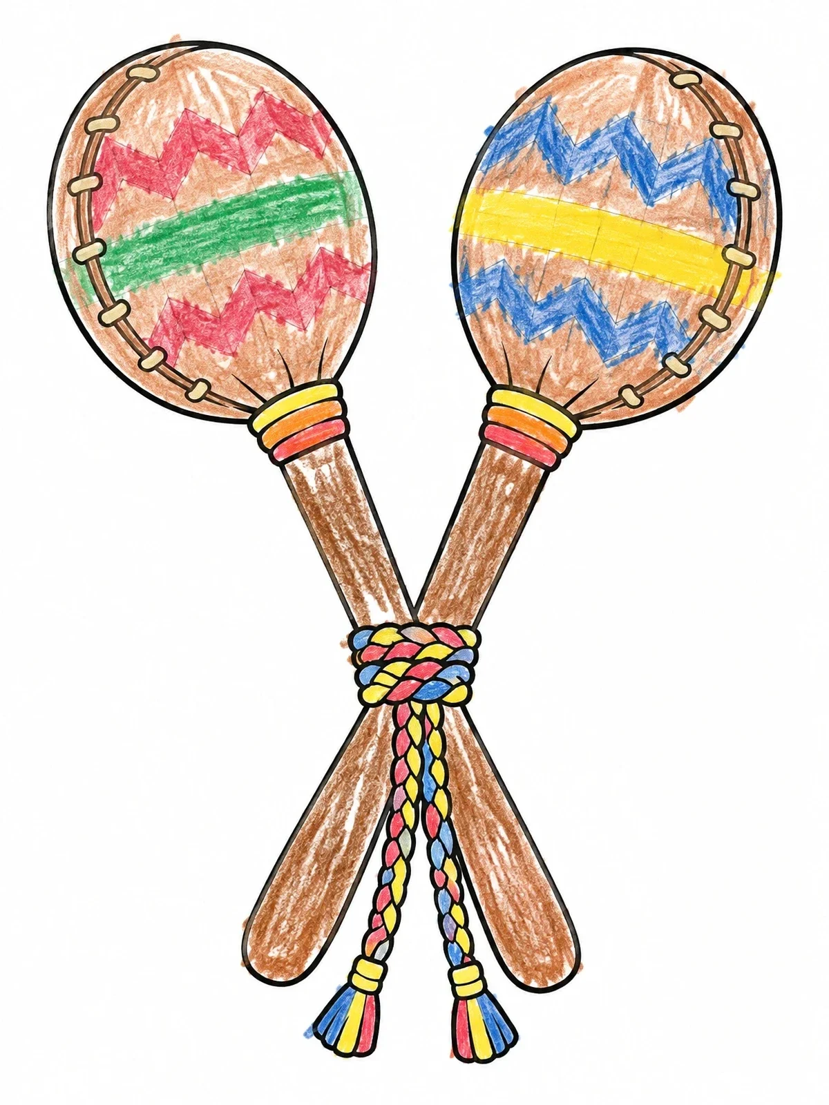 Colored example of the Pair Of Rawhide Maracas With Cord coloring page