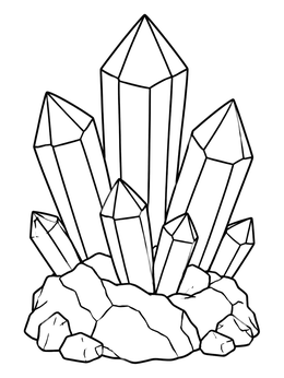 Free printable Crystal Quartz Mineral Cluster coloring page