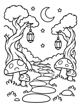 Free printable Stone Path In Enchanted Woods coloring page