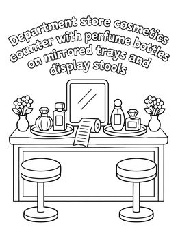Free printable Cosmetics Counter With Perfume Bottles coloring page