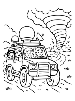 Free printable Storm Chaser Truck And Tornado coloring page
