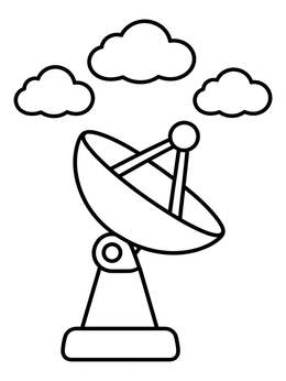 Free printable Weather Radar Dish Under Clouds coloring page