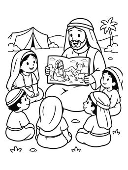 Free printable Storyteller Sharing The Story Of Job coloring page