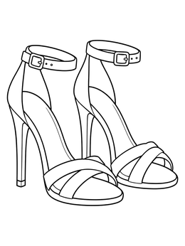 Free printable Strappy Ankle Buckle High Heels coloring page
