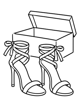 Free printable Strappy High Heel Sandals With Shoebox coloring page
