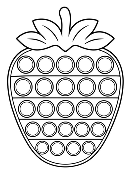 A simple strawberry pop it fidget toy coloring page with neat rows of circular bubbles.