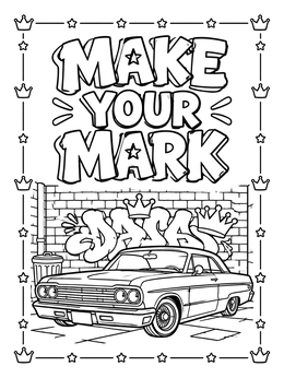 Free printable Classic Lowrider And Graffiti Mural coloring page