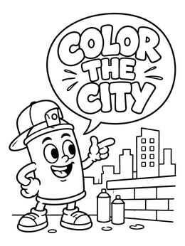 Free printable Spray Can Cartoon In The City coloring page
