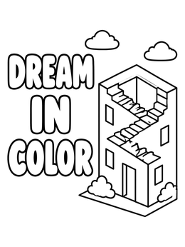 Free printable Dream In Color Optical Illusion Building coloring page