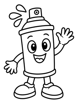 Free printable Happy Spray Can Character Doodle coloring page