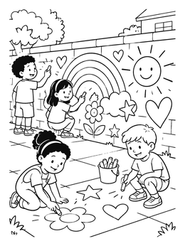 Free printable Kids Drawing Chalk Wall Mural coloring page