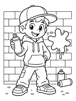 Free printable Young Graffiti Artist With Spray Can coloring page
