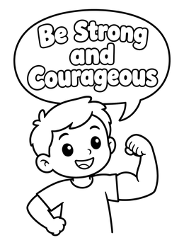 Free printable Courageous Boy Flexing His Arm coloring page