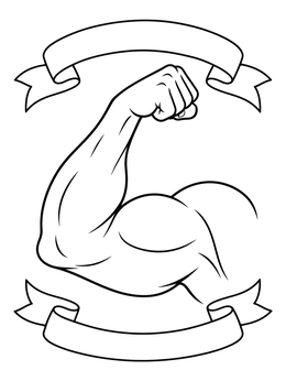 Free printable Flexed Bicep Arm With Ribbons coloring page