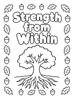 Free printable Strength From Within Oak Tree coloring page